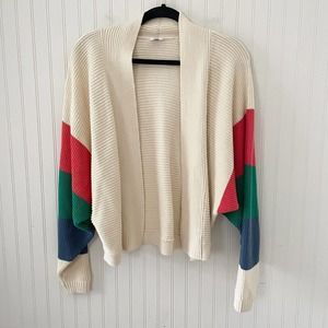 CAbi Size M Style 5630 Trio Sophia Rainbow Stripe Chunky Knit Oversized Cardigan